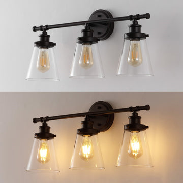 Hollis 23.75" 3-Light Traditional Farmhouse Vanity Light with Bathroom Hardware Accessory Set - JONATHAN Y